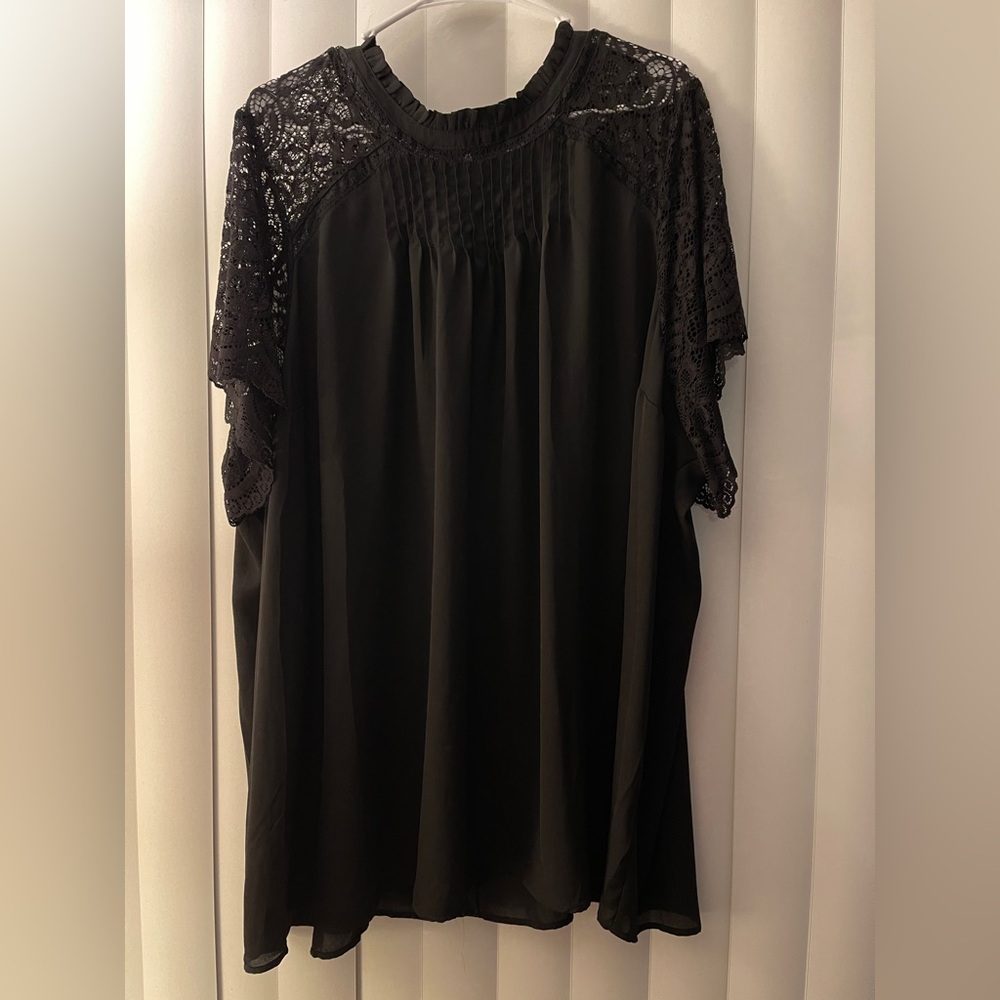 Torrid Black Lace Accent Blouse
